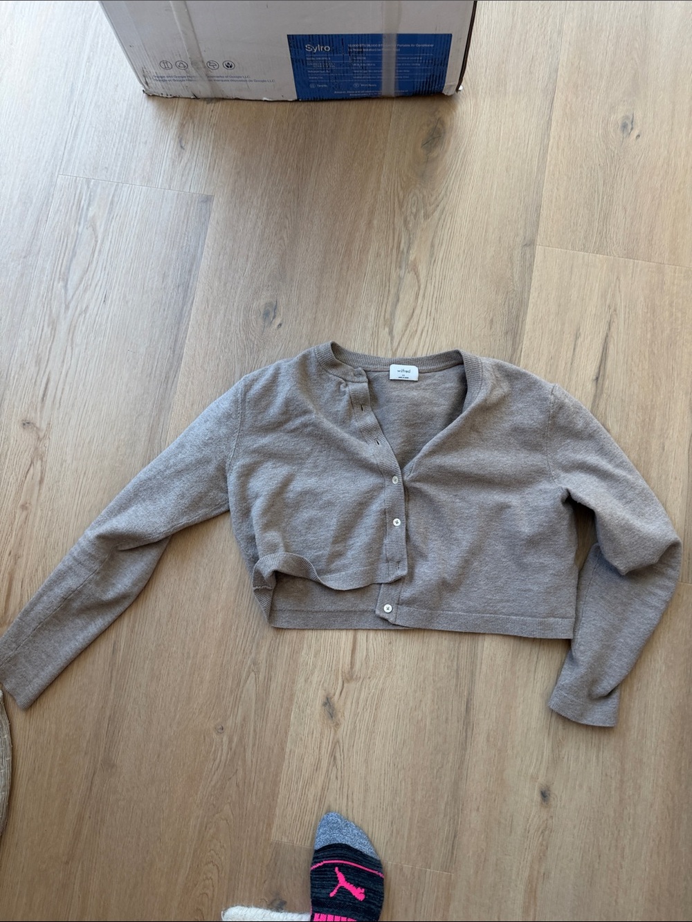 Wilfred Cropped Taupe Button-Front Cardigan